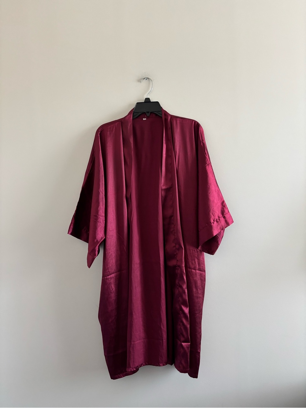 VTG Burgundy Robe Kimono Pockets Satin Womens 3XL Romantic Boudoir Retro 90s
